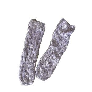 Purple knit leg warmers adjustable top